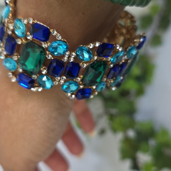 Statement Gold with Turquoise Blue Bracelet - Picture 8 of 9